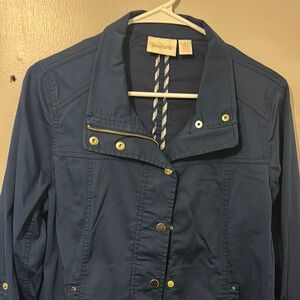 Chico's Blue Utility Jacket with Structured Collar